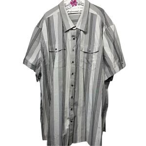 6XL DXL Synrgy Men’s Collared Button Up Striped Short Sleeve Sport Shirt